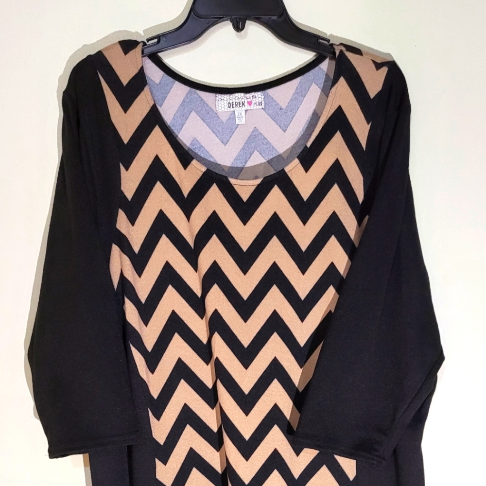 I'm in love with...Derek Heart Plus Black Tan Sweater Tunic Dress 3X